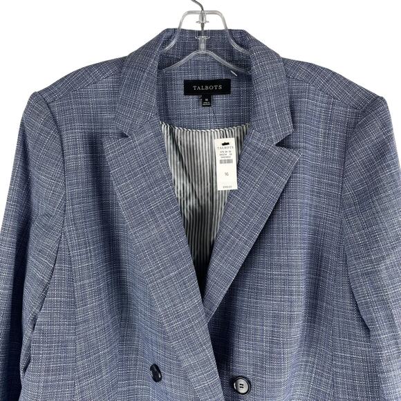Talbots Blended Tweed Double Breated Blazer Jacket Blue Size 16 - Picture 3 of 9